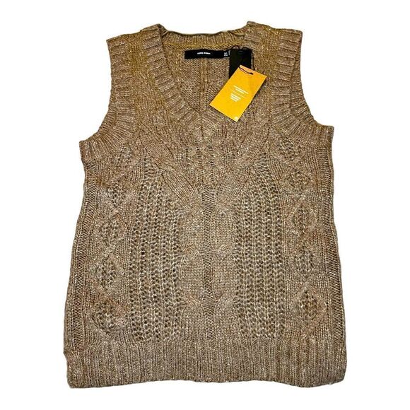 Vero Moda Brielle Cable Kint Sweater Vest in Fossil - Picture 2 of 11